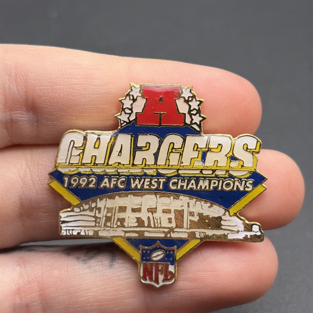 Vintage 1992 NFL Football San Diego Chargers AFC West Champions‎ Lapel Hat Pin